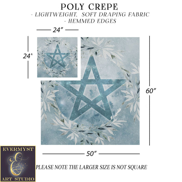 Winter Pentacle Altar Cloth - Blue Ice Tarot Mat Square