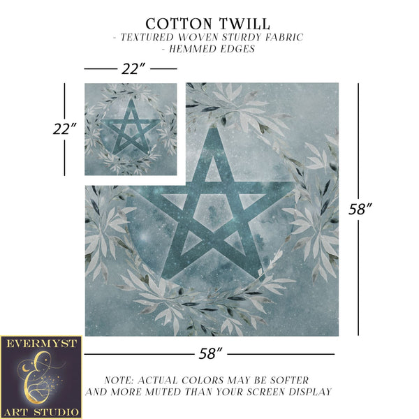 Winter Pentacle Altar Cloth - Blue Ice Tarot Mat Square