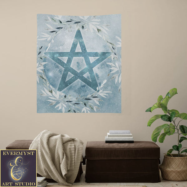 Winter Pentacle Altar Cloth - Blue Ice Tarot Mat Square