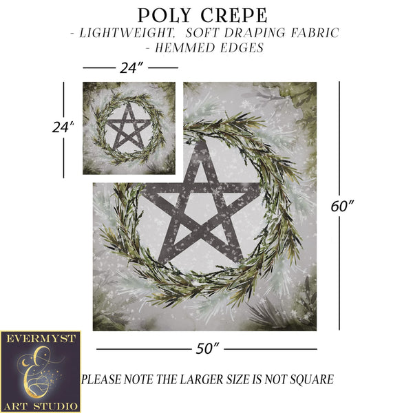 Winter Pentacle Altar Cloth - Tarot Reading Mat Yule Witch Vibe Decor Square