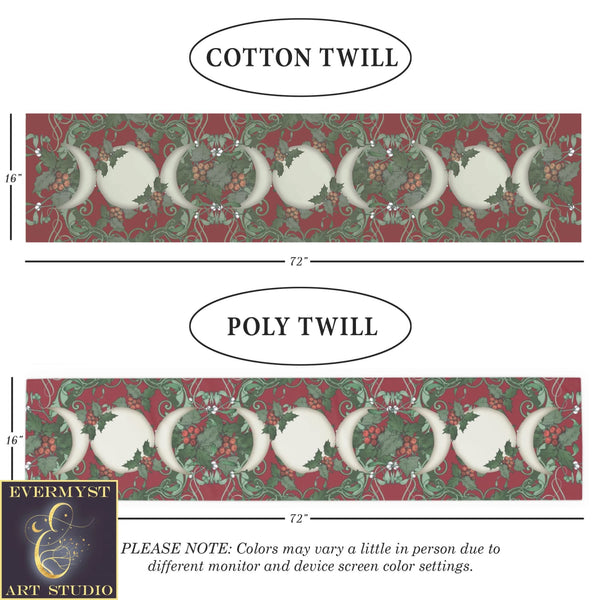 Winter Solstice Table Runner - Holly Triple Moon Tarot Reading Mat