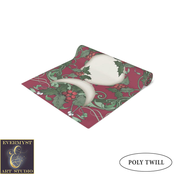 Winter Solstice Table Runner - Holly Triple Moon Tarot Reading Mat