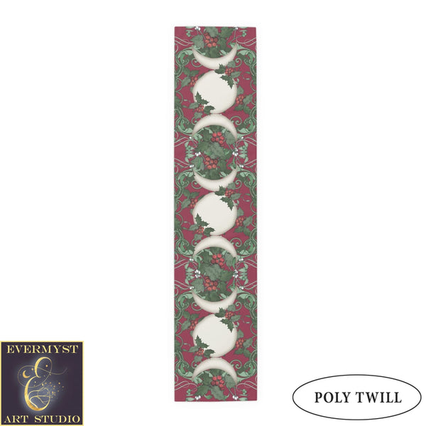 Winter Solstice Table Runner - Holly Triple Moon Tarot Reading Mat