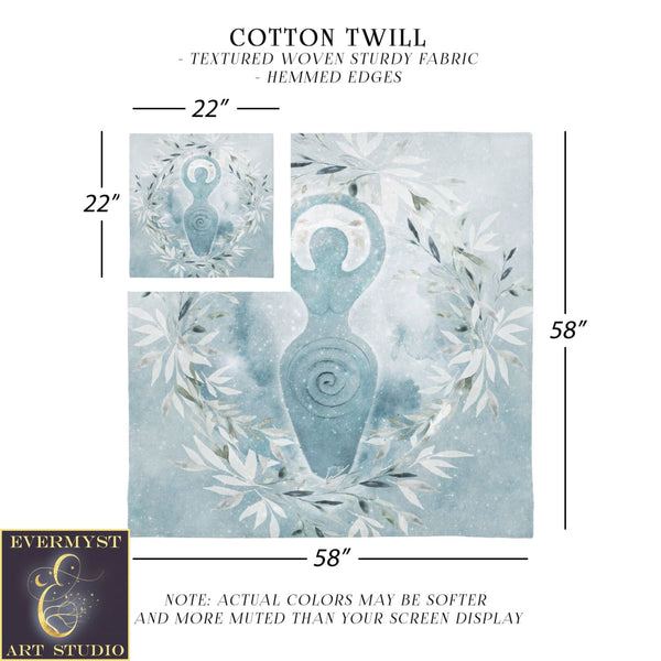 Winter Solstice Wicca Altar Cloth - Spiral Goddess Design Square