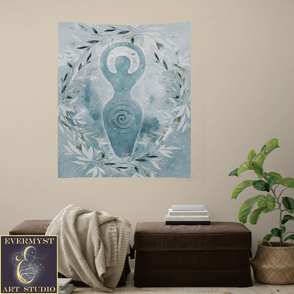 Winter Solstice Wicca Altar Cloth - Spiral Goddess Design Square