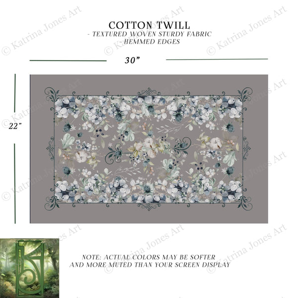 Winter Berries And Thistle Altar Cloth - Grey Botanical Tarot Reading Mat Rec