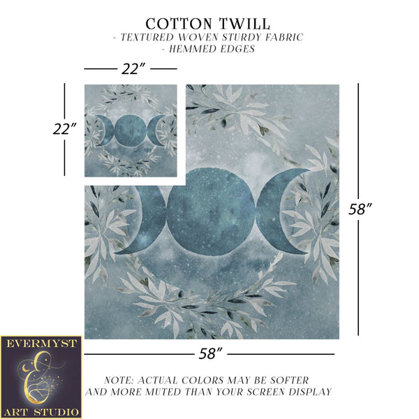 Winter Triple Moon Altar Cloth - Blue Ice Witch Vibe Decor Square