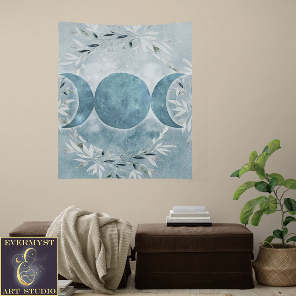 Winter Triple Moon Altar Cloth - Blue Ice Witch Vibe Decor Square