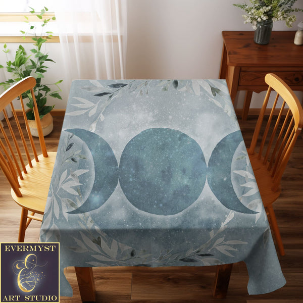 Winter Triple Moon Altar Cloth - Blue Ice Witch Vibe Decor Square