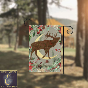 Wintery Garden Flag - Whimsical Stag Design