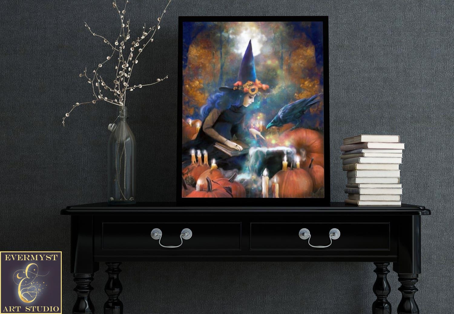 Witch Art Painting Print Halloween Canvas