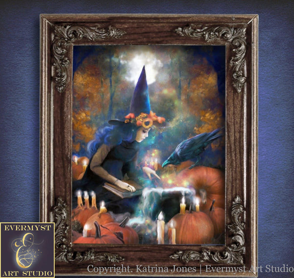 Witch Art Painting Print Halloween Canvas