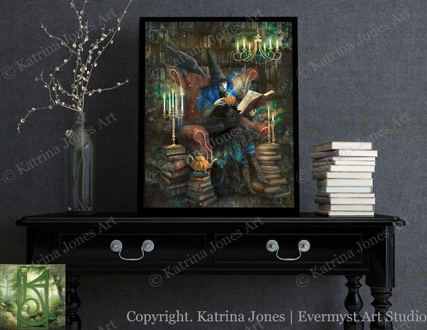 Witch Art Print Library Decor Halloween Wall
