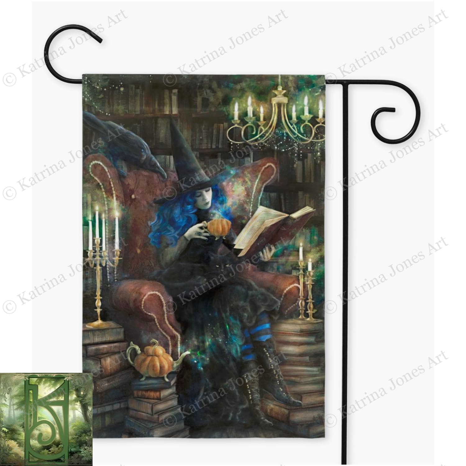 Witch Garden Flag - Tea Books Library Witchy Decor Single / 12X18 Inch