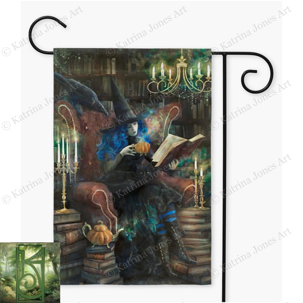 Witch Garden Flag - Tea Books Library Witchy Decor Single / 12X18 Inch