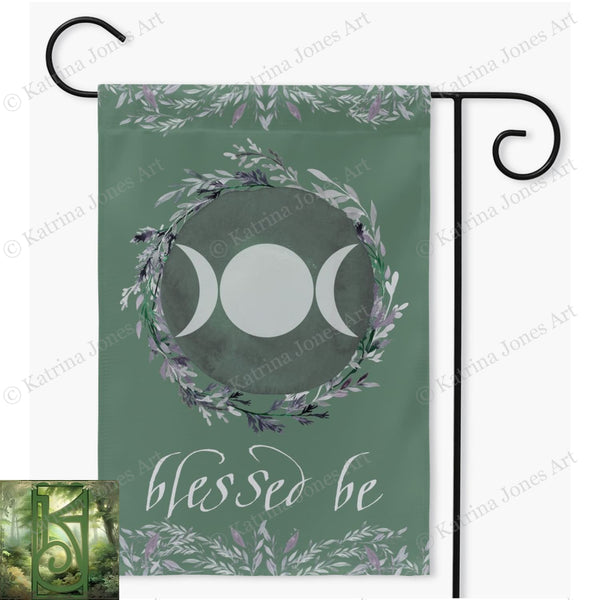 Witch Garden Flag Triple Moon Blessed Be