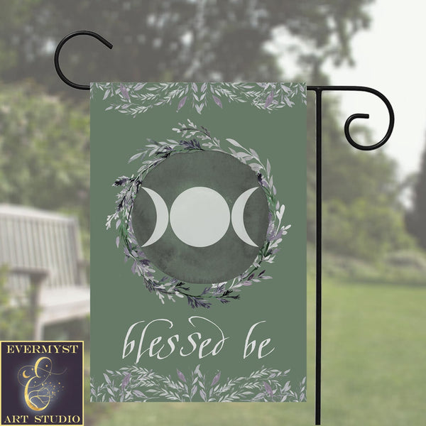 Witch Garden Flag Triple Moon Blessed Be