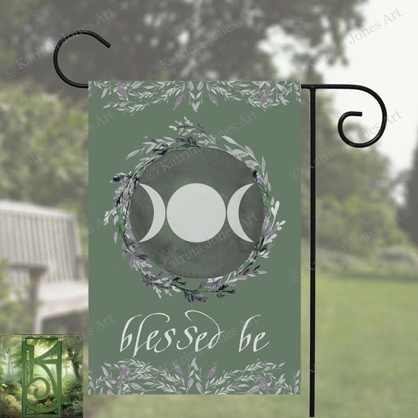 Witch Garden Flag Triple Moon Blessed Be