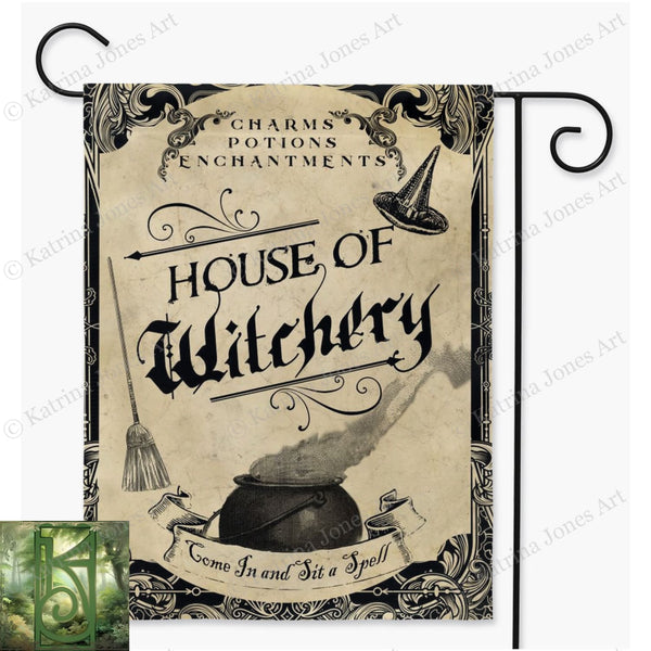 Witch Garden Flag - Whimsical House Of Witchery Decor