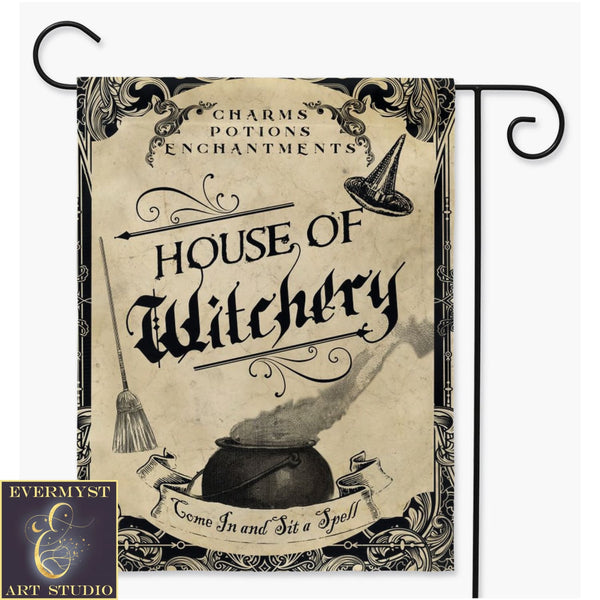 Witch Garden Flag - Whimsical House Of Witchery Decor