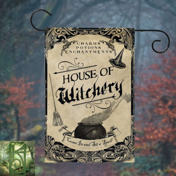 Witch Garden Flag - Whimsical House Of Witchery Decor