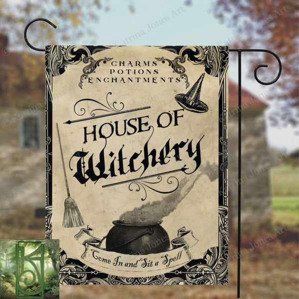 Witch Garden Flag - Whimsical House Of Witchery Decor