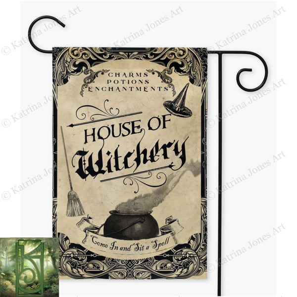 Witch Garden Flag - Whimsical House Of Witchery Decor