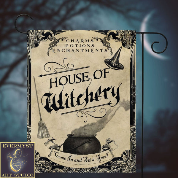 Witch Garden Flag - Whimsical House Of Witchery Decor Single / 12X18 Inch