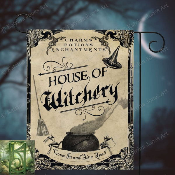 Witch Garden Flag - Whimsical House Of Witchery Decor Single / 12X18 Inch