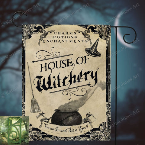 Witch Garden Flag - Whimsical House Of Witchery Decor Single / 12X18 Inch