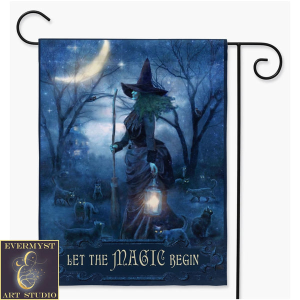 Witch Garden Flag Witchy Decor Samhain Halloween