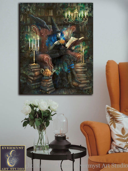 Witch Art Print Library Decor Halloween Wall