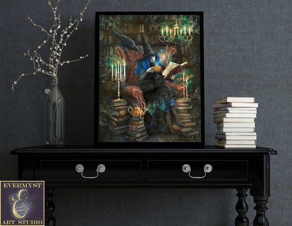 Witch Art Print Library Decor Halloween Wall