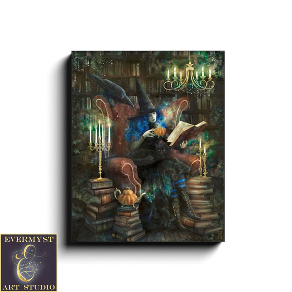 Witch Art Print Library Decor Halloween Wall