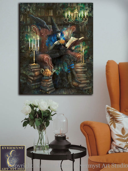 Witch Art Print Library Decor Halloween Wall