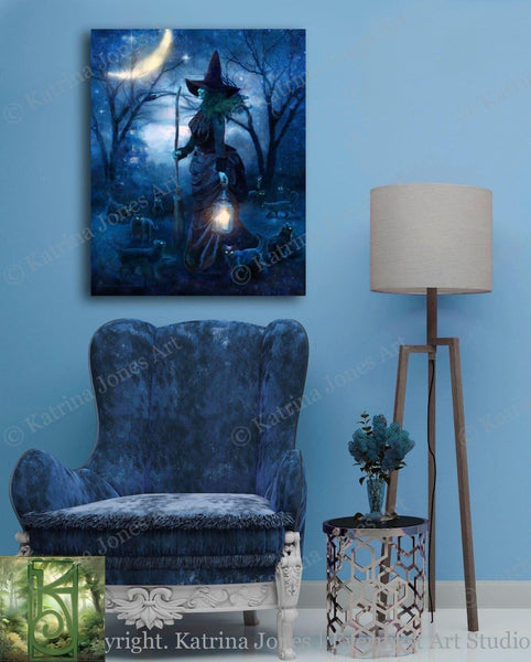Witch Painting Halloween Decor Witchy Samhain Art Print