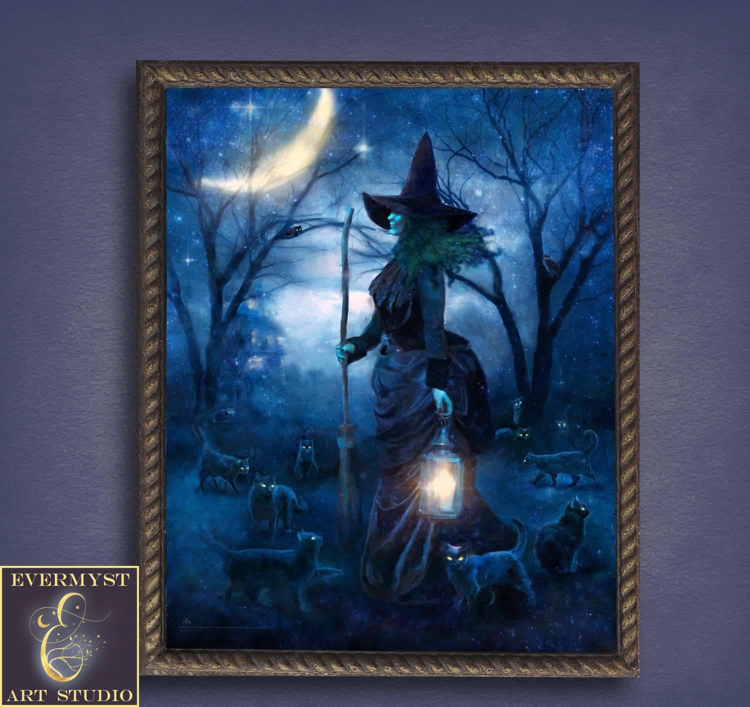 Witch Painting Halloween Decor Witchy Samhain Art Print