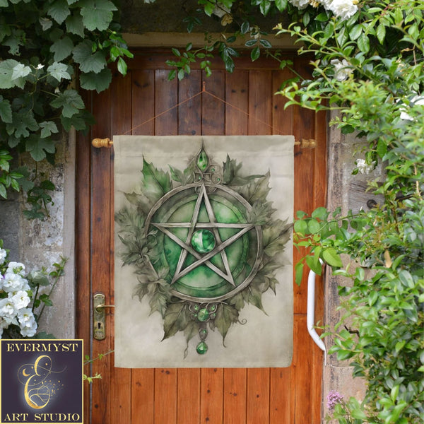 a picture of a pentagramil hanging on a door