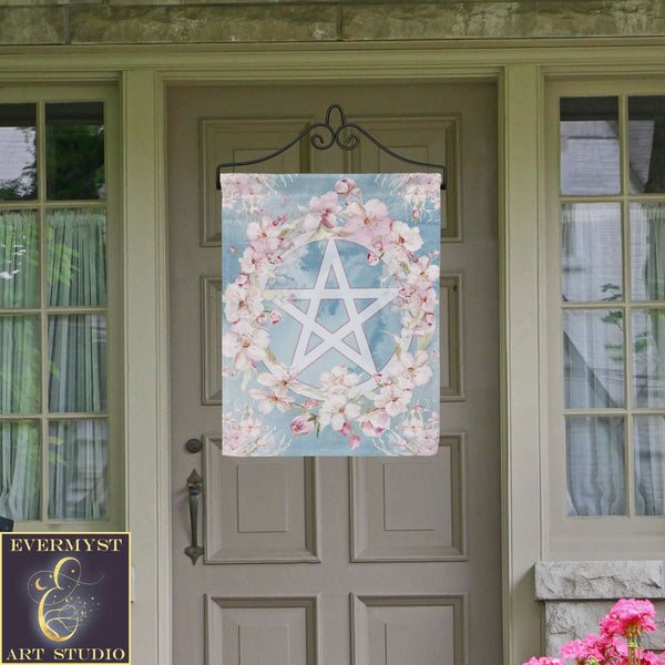 Witch Spring Garden Flag - Pentacle Wicca Pagan Ostara Decoration