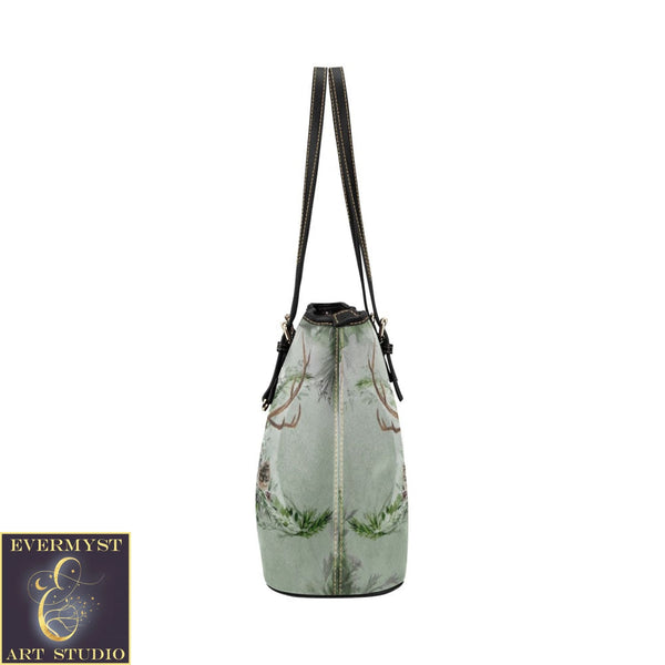 Forest Goddess Leather Tote Bag (Model 1651) (Big) Bags