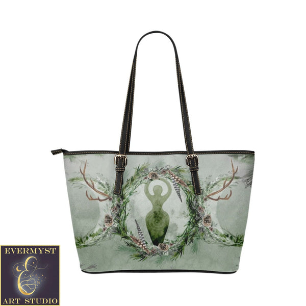 Forest Goddess Leather Tote Bag (Model 1651) (Big) Bags