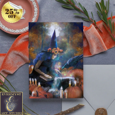 Witchy Halloween Greeting Card Samhain Blank Notecards