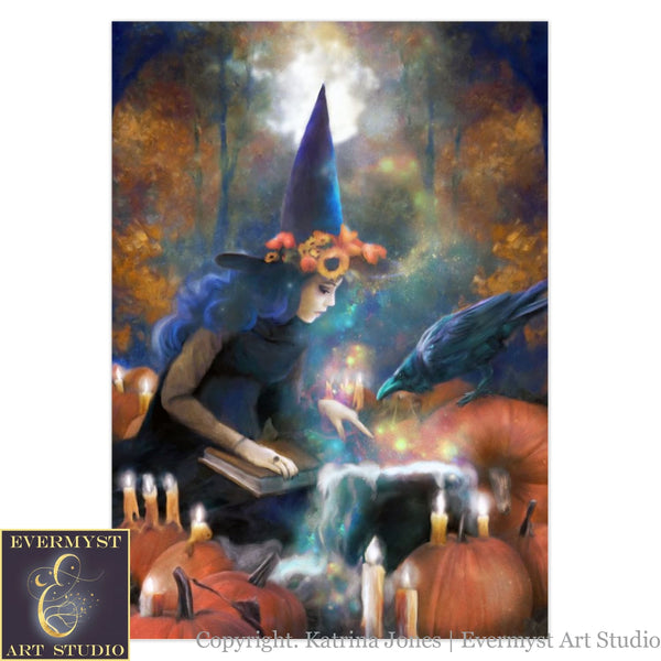 Witchy Halloween Greeting Card Samhain Blank Notecards 1