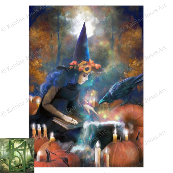 Witchy Halloween Greeting Card Samhain Blank Notecards 1