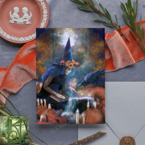 Witchy Halloween Greeting Card Samhain Blank Notecards