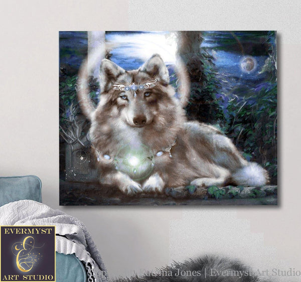 Wolf Art Print Canvas Painting Mythic Fantasy Spirit Animal Totem