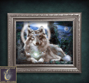 Wolf Art Print Canvas Painting Mythic Fantasy Spirit Animal Totem