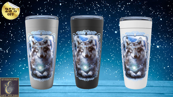 Wolf Spirit Travel Tumbler Animal Totem Wildlife Mythical Fantasy Mug Cup