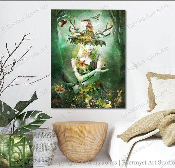 Woodland Nature Goddess Art Print Elen Of The Ways Celtic Witch
