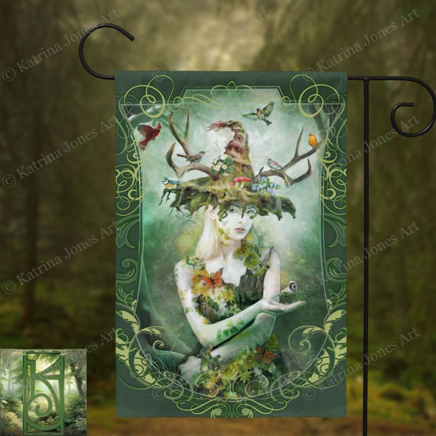 Woodland Nature Witch Garden Flag